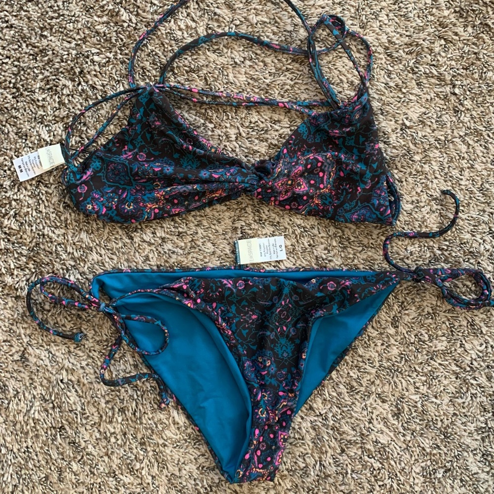 L*Space bikini, blue, L bottom M top